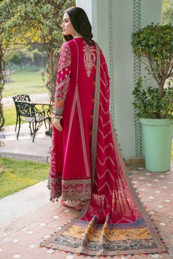 Luxury Red Printed Ethnic Anarkali Suit with Embroidered Dupatta