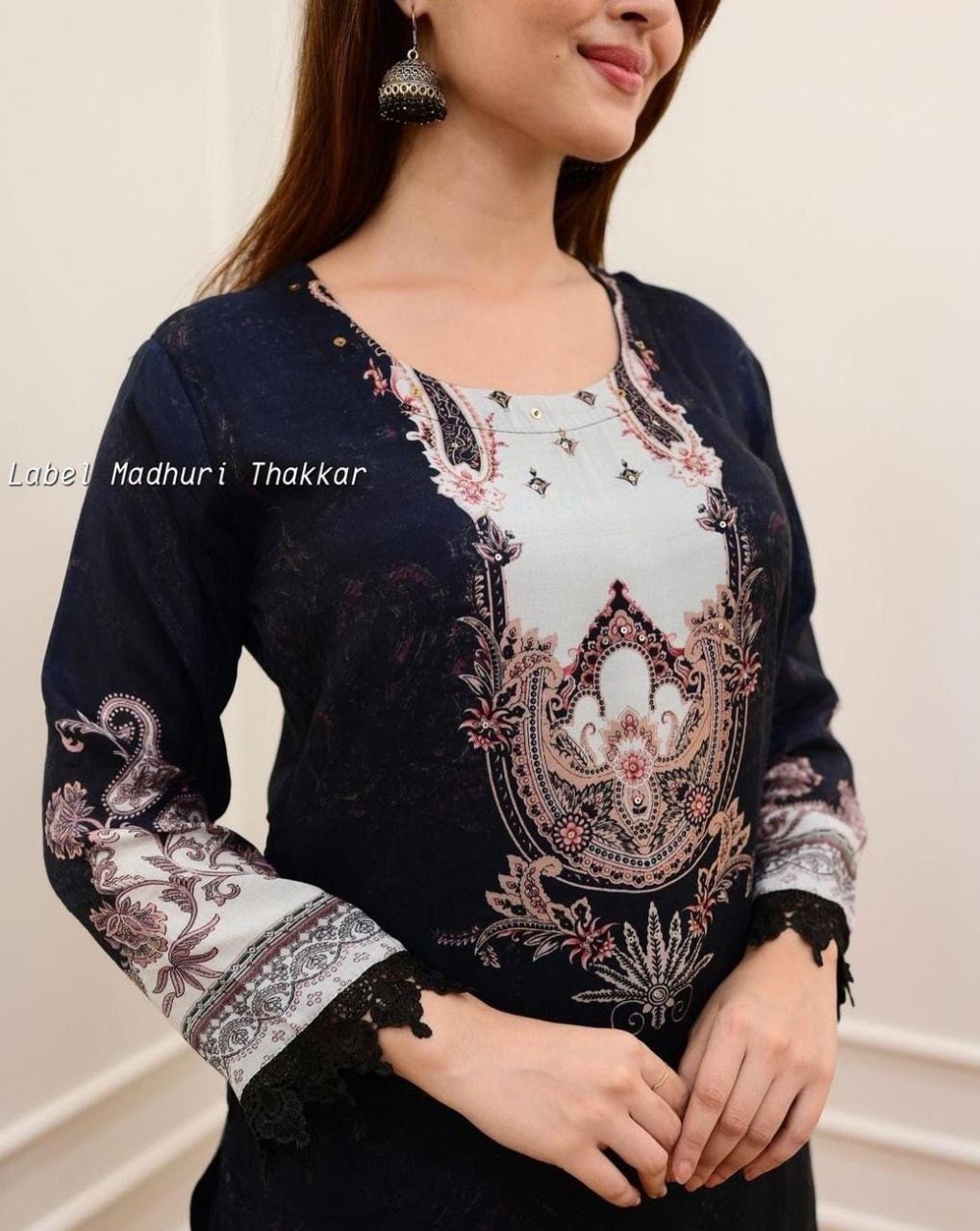 Elegant Black & White Digital Printed Salwar Kameez Set with Dupatta