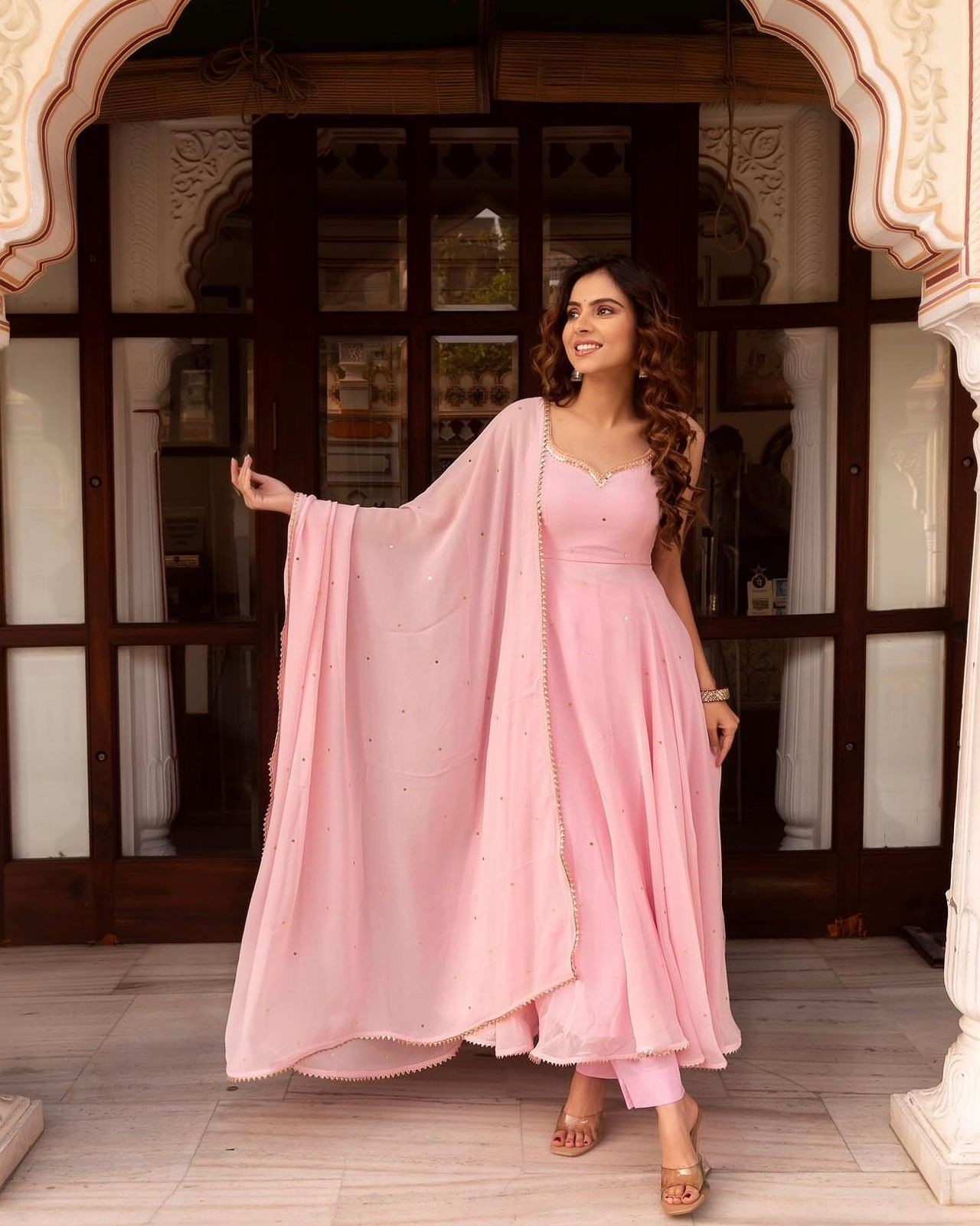 Elegant Pink Anarkali Suit – Festive & Party Wear