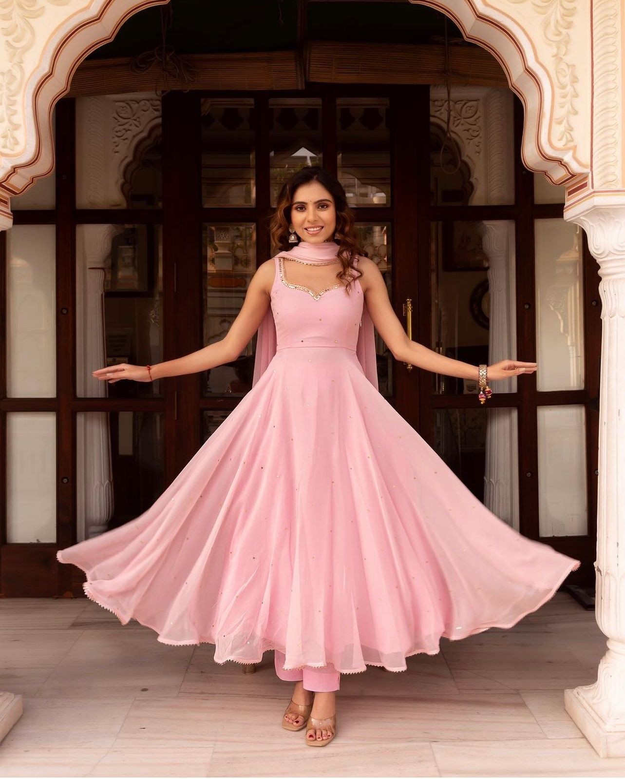 Elegant Pink Anarkali Suit – Festive & Party Wear