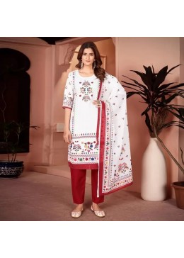 Elegant Cream Embroidered Ethnic Suit with Pink Dupatta Beautiful Printed maslin dupata with full Sequence Work