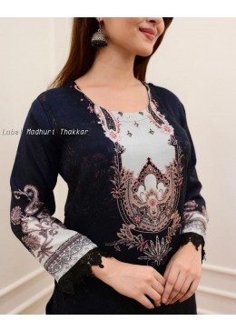 Elegant Black & White Digital Printed Salwar Kameez Set with Dupatta