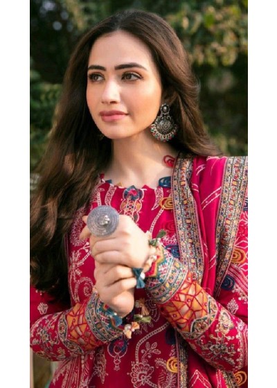 Luxury Red Printed Ethnic Anarkali Suit with Embroidered Dupatta