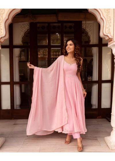 Elegant Pink Anarkali Suit – Festive & Party Wear